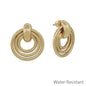 1" Triple Round Gold Post Earring