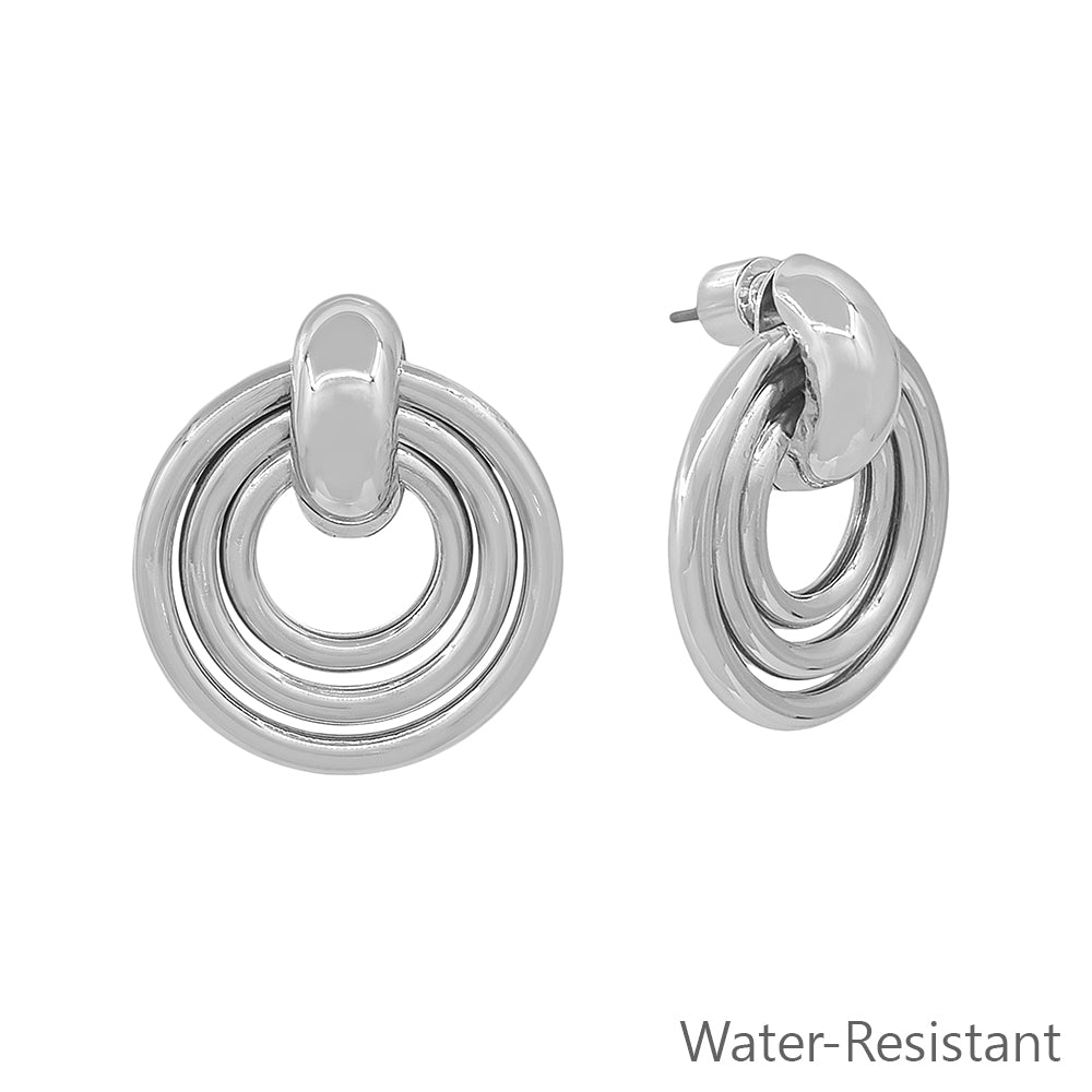 1" Triple Round Silver Post Earring