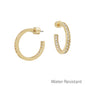 Water resistant Gold Hoop with Pave Front/Back 1" Earring