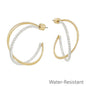 Gold and Silver Textured Twisted X 1.25" Hoop Earring