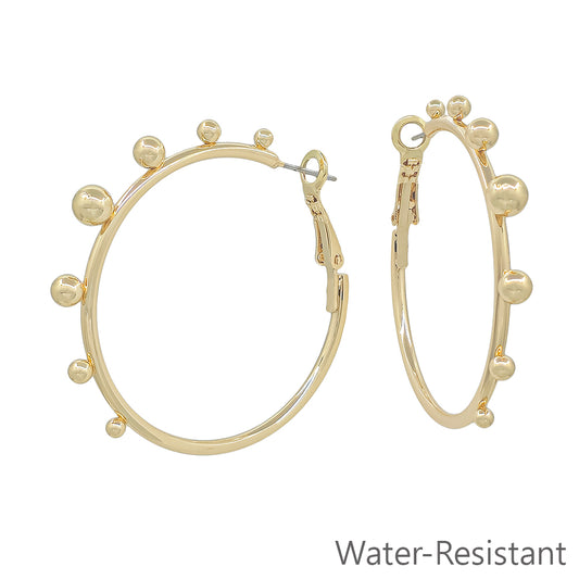 Water Resistant Graduated Bead on 2" Hoop Earring