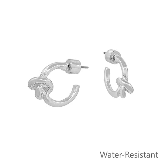 Small .5" Silver Metal Knot Earring
