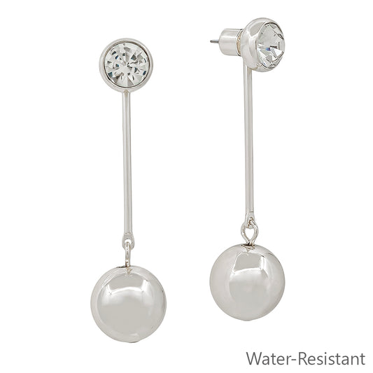 2" 10MM Stone Silver Bar Drop Earring