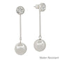 2" 10MM Stone Silver Bar Drop Earring