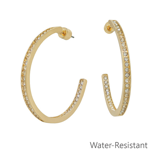 2" Gold Front Back Pave Hoop Earrings
