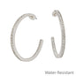 2" Silver Front Back Pave Hoop Earrings