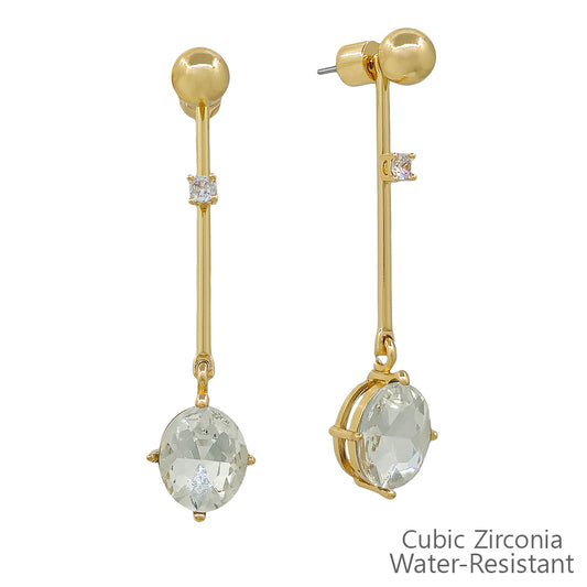 2" 6MM Bar Oval Crystal Drop Earring