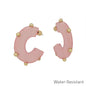 Pink Acrylic with Gold Studded Accents 1.25" Hoop Earring