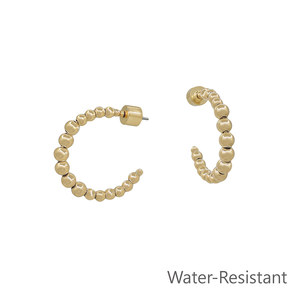 Gold Graduated Beaded 1" Hoop Earring