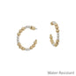 Water Resistant Graduated Gold and Silver Bead 1" Hoop Earring