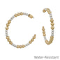 Water Resistant Gold and Silver Graduated Beaded 2" Hoop Earring