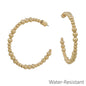 Water Resistant Gold Graduated Beaded 2" Hoop Earring