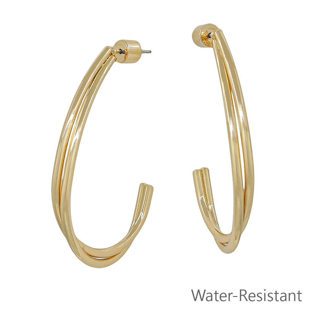 Gold Twisted Teardrop Open Hoop 1.5" Earring