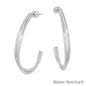 Silver Twisted Teardrop Open Hoop 1.5" Earring