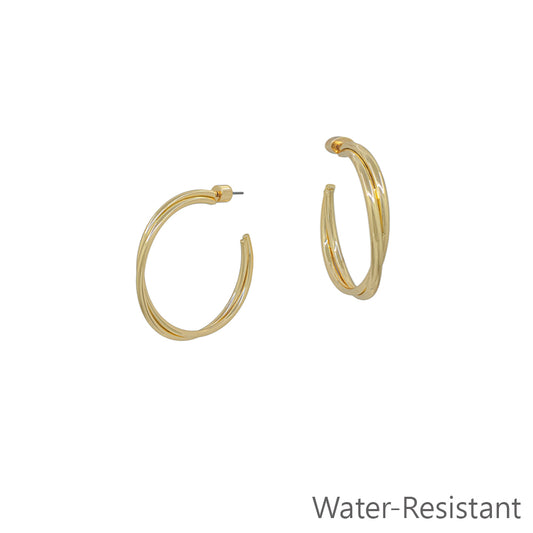 Gold Twisted .75" Hoop Earring