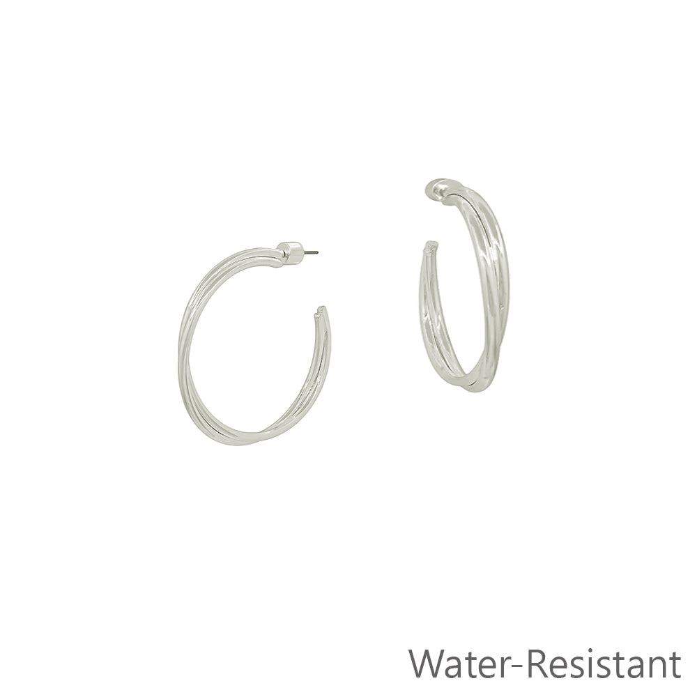 Silver Twisted .75" Hoop Earring