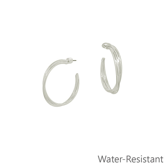 Silver Twisted .75" Hoop Earring