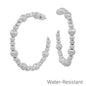 Water Resistant Graduated Silver Bead 2" Hoop Earring