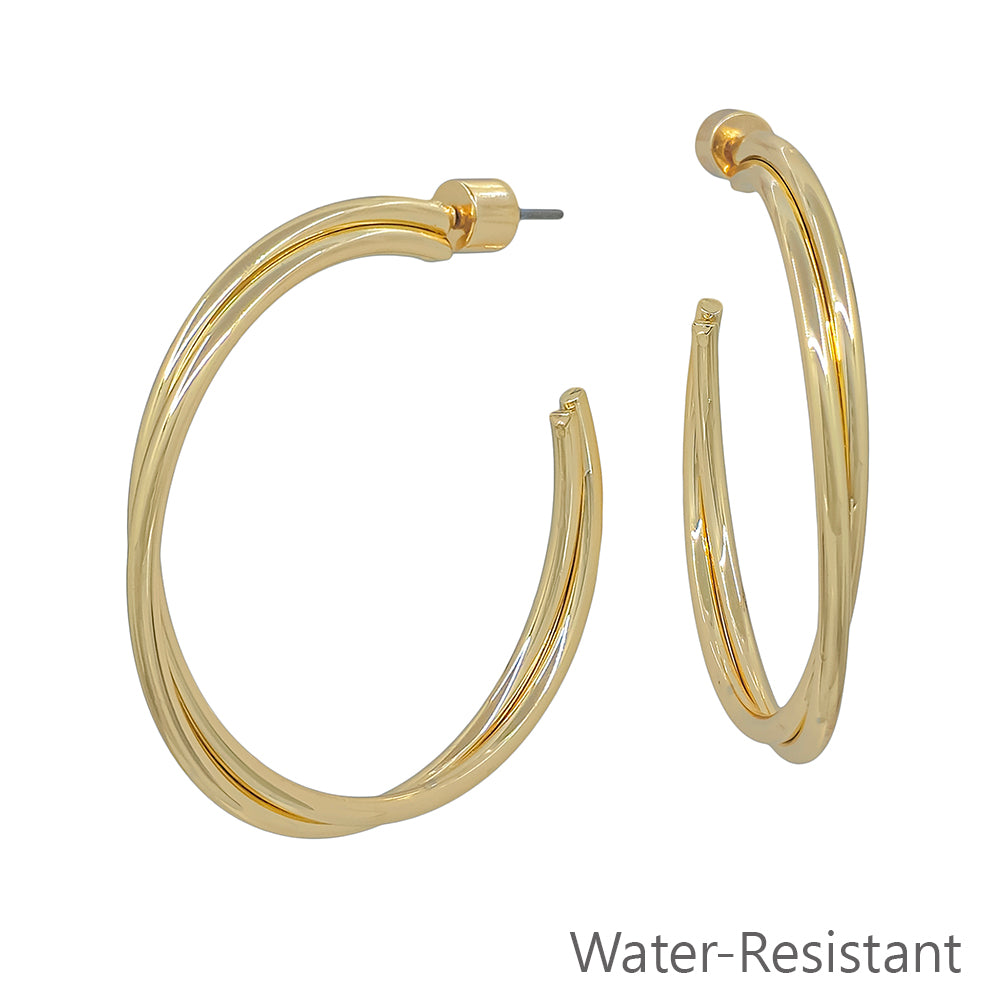 Gold Twisted 2" Hoop Earring