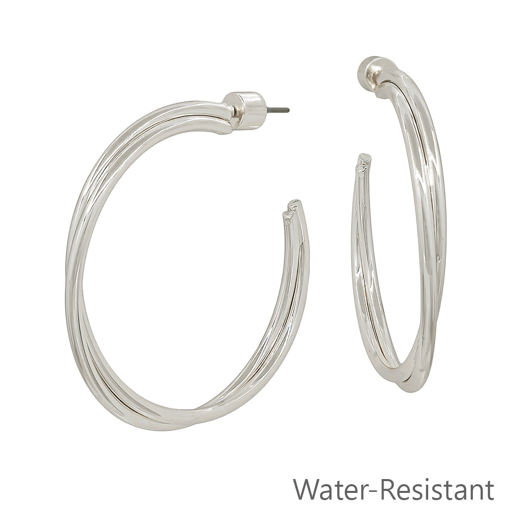 Silver Twisted 2" Hoop Earring