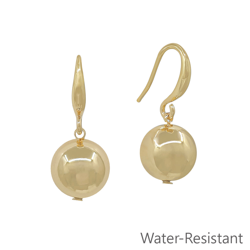 Gold Fishhook with 14MM Gold Beaded 1" Earring