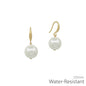 Water Resistant Gold Fishhook with Pearl .5" Earring