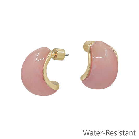 Pink Acrylic and Gold .5" Earring
