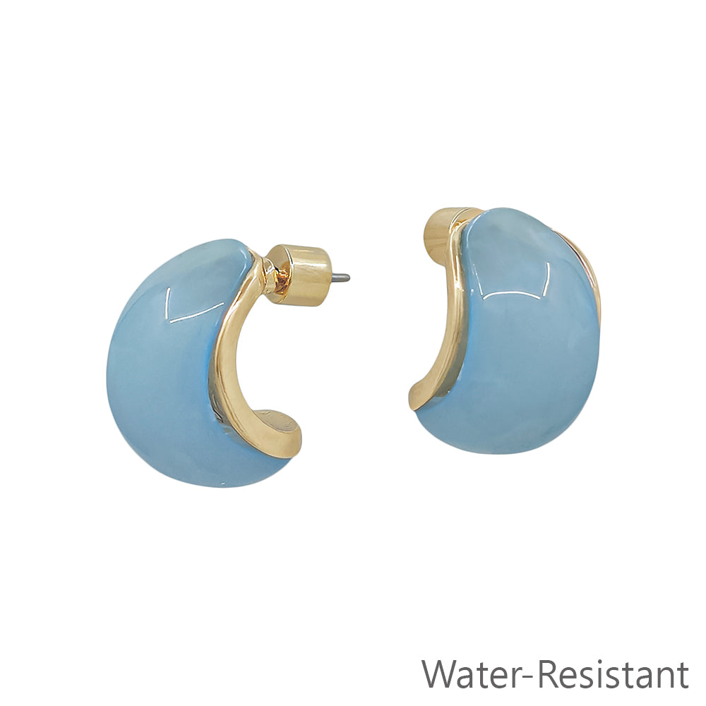 Light Blue Acrylic and Gold .5" Earring