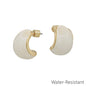 White Acrylic and Gold .5" Earring