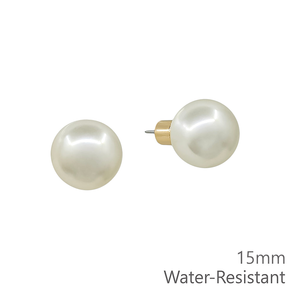 Water Resistant 14MM Pearl Stud Earring