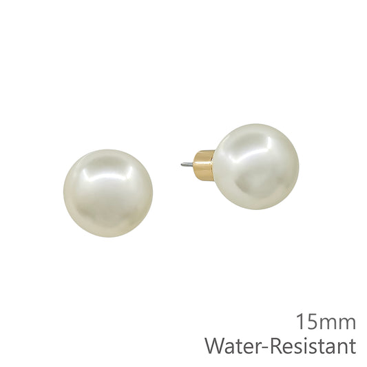 Water Resistant 14MM Pearl Stud Earring