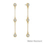 Water Resistant Clear Crystal 5MM and Gold Chain 2" Drop Earring