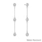 Water Resistant Clear Crystal 5MM and Silver Chain 2" Drop Earring