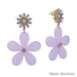 Water Resistant Purple Acrylic Flower Studded 1.5" Drop Earring