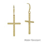 Water Resistant Hammered Gold 1.25" Cross Earring