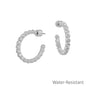 Water Resistant 1" 2MM Silver Crystal Stud Earring
