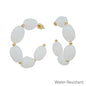 Water Resistant White Oval Acrylic 2" Hoop Earring
