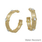 Water Resistant Hammered Hoop with Clear Crystal 2" Earring