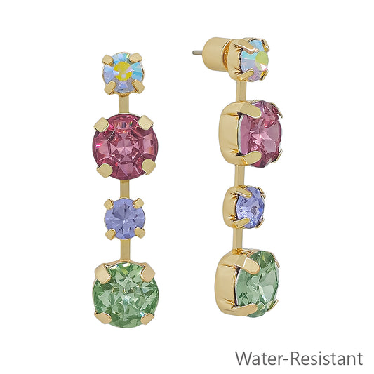 Light Multi Crystal 1" Stud Drop Earring