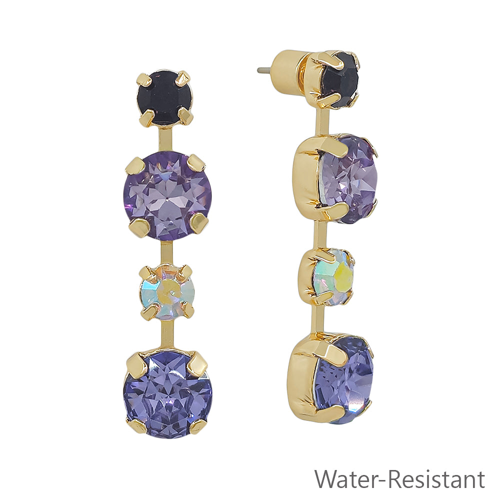 Dark and Light Purple Crystal 1" Stud Drop Earring
