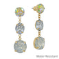 Water Resistant Clear Crystal Triple Drop 2" Earring