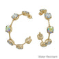 Water Resistant Gold Bar with Clear Crystal 2" Earring