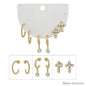 Water Resistant Set of 3 Gold Huggie Hoop, Crystal, and Beaded Cross Stud
