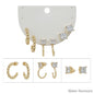 Water Resistant Set of 3 Huggie Beaded Hoop, Crystal with Hoop, and Stud Earrings