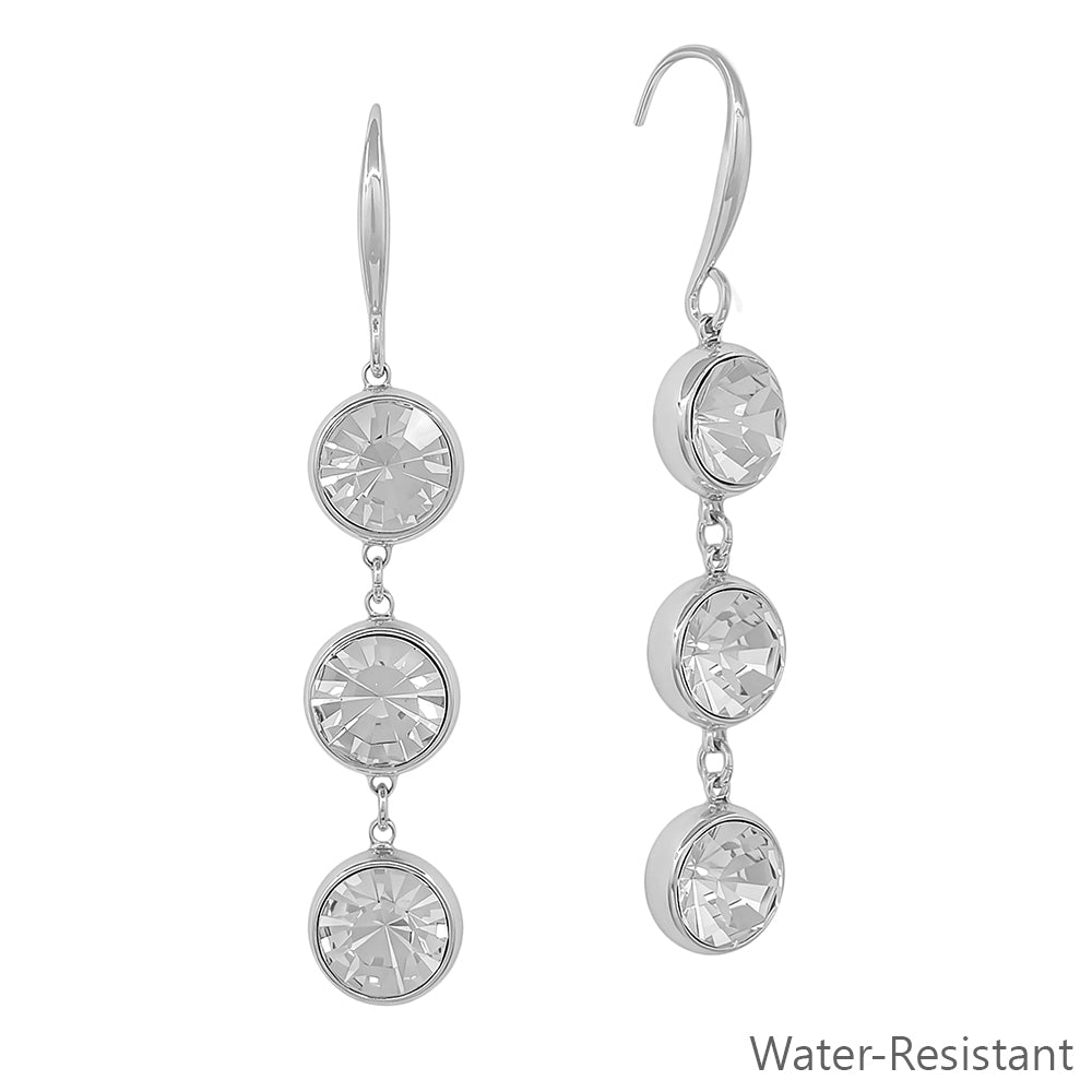 Silver with Clear Triple Drop Crystals 2" Earring