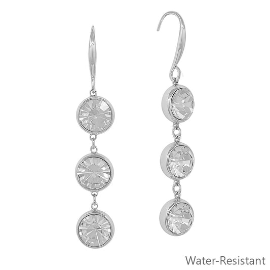 Silver with Clear Triple Drop Crystals 2" Earring