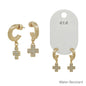 Water Resistant Gold Huggie Textured Hoop with Pave Cross Earring
