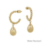 Water Resistant 3MM Gold Beaded Mini Teardrop 1" Hoop Earring
