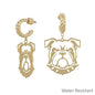 Gold Open Cut out Bulldog with Twisted Huggie Hoop 2" Earring