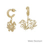 Gold Open Cut out Gamecock with Twisted Huggie Hoop 2" Earring